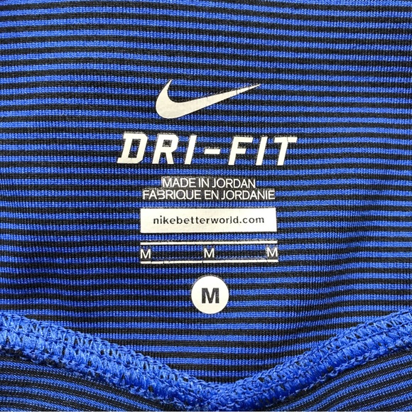 Nike Dri-Fit High-Waisted Crop Capris Leggings Blue Striped Medium - Picture 7 of 7